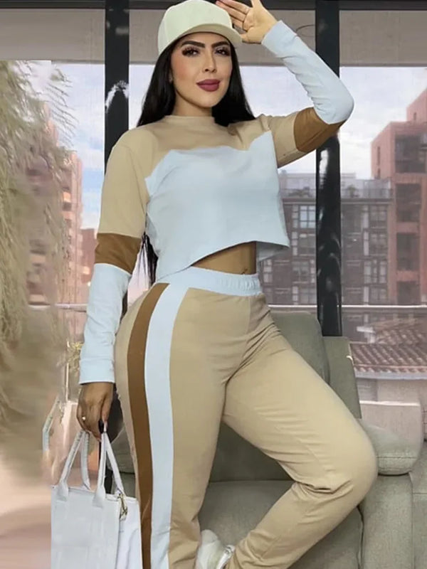Doyerl Active Wear Casual Tracksuit Set Woman 2 Piece Outfit Sport Fitness Workout Long Sleeve Sweatshirt Top and Sweatpants Set