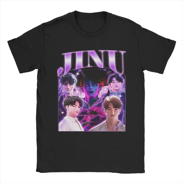 Jinu KPOP Demon Hunters  90s Style T-Shirt Summer T-Shirts Mens Cotton O Neck Plus Size Clothes Short Sleeves Streetwear TOPS