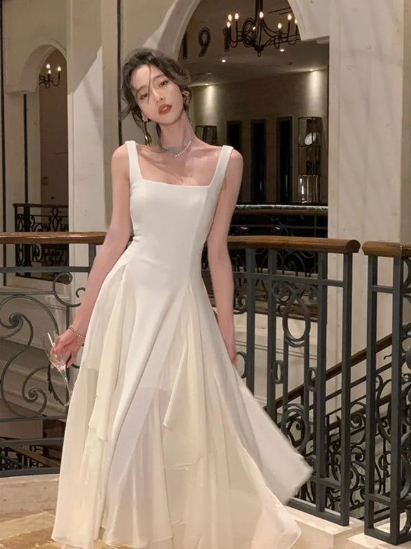French Elegant Ruffles Midi Ladies Dresses 2024 Summer New Party Fashion Sundress Birthday Women Clothes
