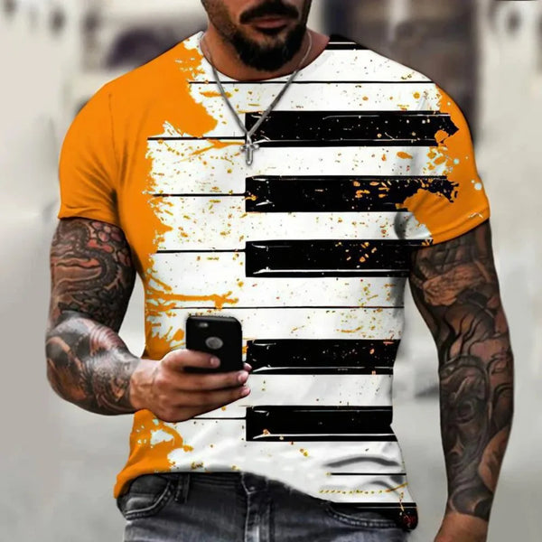 Summer  T-Shirts Piano 3D Print Streetwear Men Women Fashion Oversized Short Sleeve T Shirt Kids Tees Tops Clothing