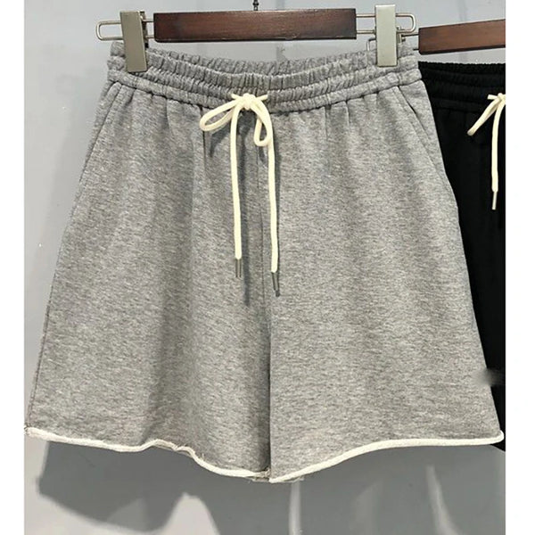 Fashion Solid Color Pockets Casual Wide Leg Shorts Female Clothing 2025 Summer New Loose All-match Elastic High Waist Shorts