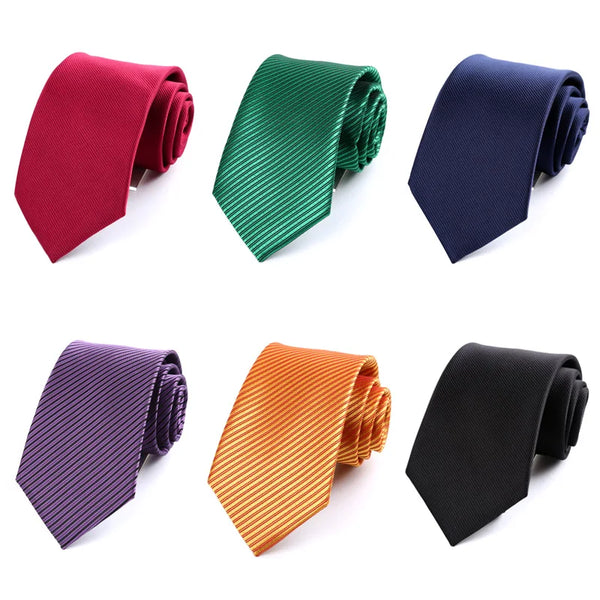 Luxury 8CM Mens Necktie Solid Striped Twill Ties For Man Groom Jacquard Woven Neck Tie For Business Wedding Party