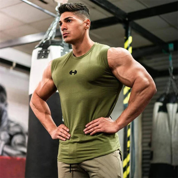 Compression Gym Tank Top Men Summer Cotton Bodybuilding Sleeveless T Shirt Fitness Clothing Mens Workout Sportswear Muscle Vests