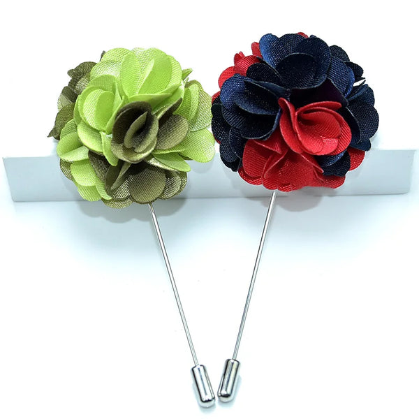 Handmade Men's Brooches Floral Lapel Pin for Men Suit Long Neddle Fabric Flower Brooch Pins for Wedding Fashion Mens Jewelry 1Pc