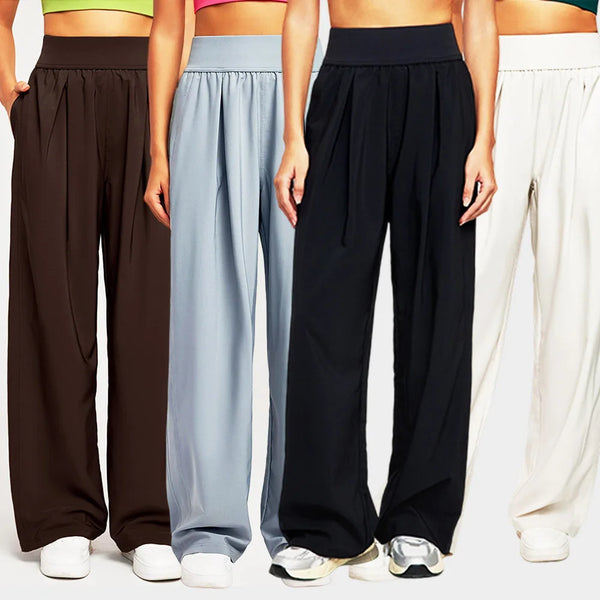 Straight-leg Athletic Pants, High-waisted Casual Fitness Pants, Running Training Pants, Quick-drying, Breathable, Loose-fitting.