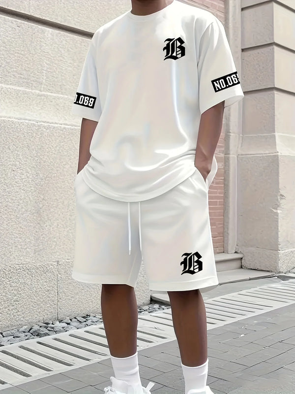 The New Summer Men's Wear For 2025 Features Casual And Fashionable Lettered T-shirts Short-sleeved Short-shorts Suits.