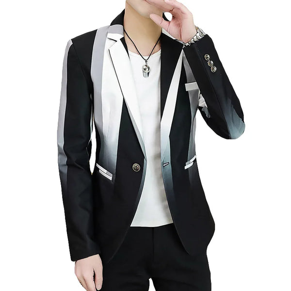 Blazer Men's Fashion Business Gentleman Slim-fit Stripes British Style Outdoor Performance Trend Wedding Banquet Casual Blazer