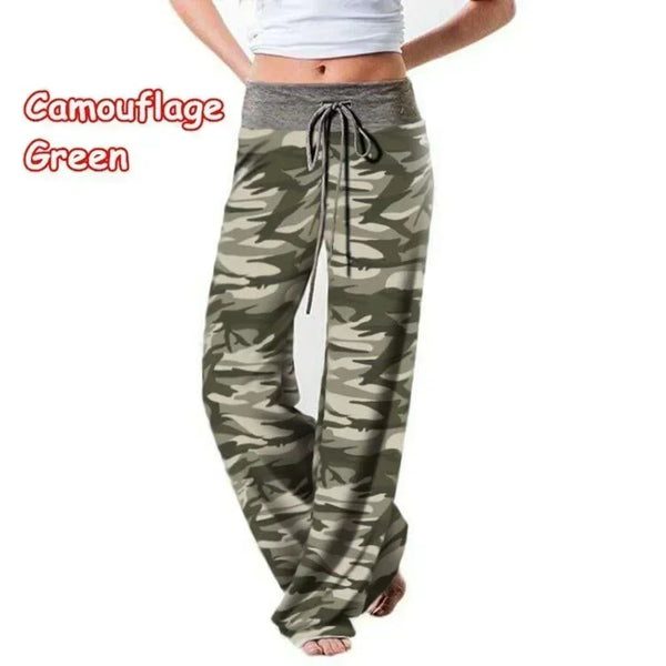 Women Plus Size 1XL-8XL Fashion Loose Stretch Printing Drawstring Lounge Pants Ladies Casual Pajama Long Wide Leg Pants