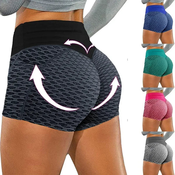 Women's Sexy Stretch Yoga Shorts Bee Nest Motifs Hip Lifting Abdominal Tightening Tight Fitness Wearing Running Pants Externally