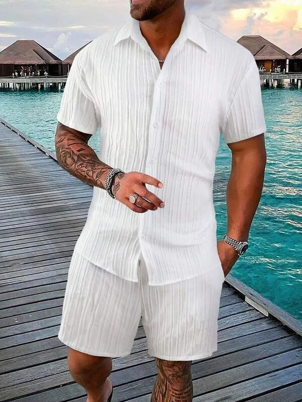 Summer New Mens（T-shirt +Shorts) 2-piece multi-colored sportswear men's T-shirt shorts set