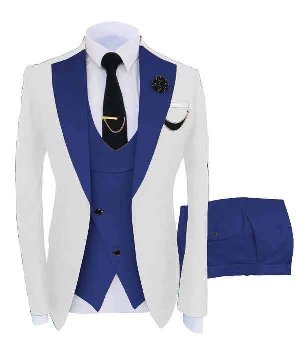 3 Pieces Men's Suit Peak Lapel Slim Fit Casual Tuxedos Groom Tailor Made (Blazer+Pants+Vest) Full set Elegant suit for men
