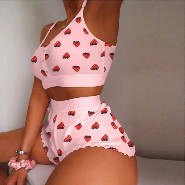 Ladies Loungewear Homewear 2 Pieces Set Women's Pajama Shorts Suit Multiple Print Underwear Sexy Lingerie Camisoles Tanks Nighty