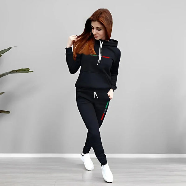 Winter Women Athletic Sets Fleece Hoodies Pants Casual Outfit Sports Wear Jogging Suits 2025 Italy Trendy Women's Two Pieces Set