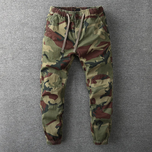 Men's Workwear Pants Spring Autumn heavyweight Cotton Cropped Sportswear Male Knee Patch Design Sports Casual Overalls Trousers