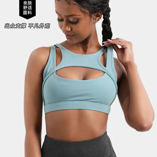 Sports shock-absorbing underwear for women, high-intensity running, fitness, yoga bra, naked sensation, plus size bra