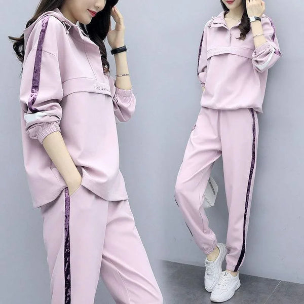 Casual Sportswear Hooded Suits for Women Fashionable Temperament Celebrity Loose and Two-piece