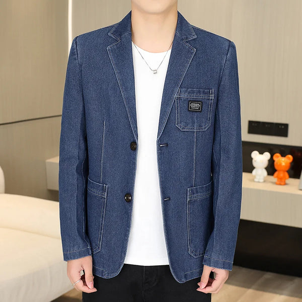 Blazer Men's Fashion Solid Color Gentleman's Casual Business Versatile Outdoor Sports Wedding Ultra-thin Breathable Denim Blazer