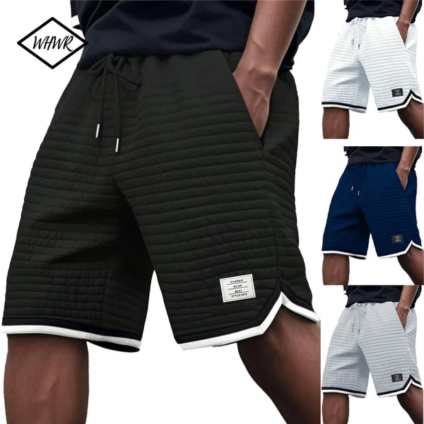 Mens Athletic Sweat Shorts Casual Stretch Waffle Workout Gym Shorts Running Basketball Short 2 Pockets Trendy Loose Men's Cloths