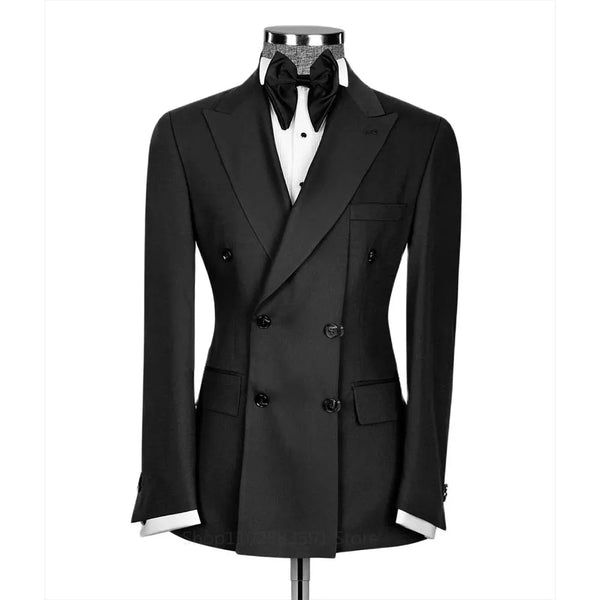 Men Double Breasted Buttons Suits Blazer Smart Causal Male Clothing Peak Lapel Elegant Latest Design Prom Casual Tuxedo Jacket