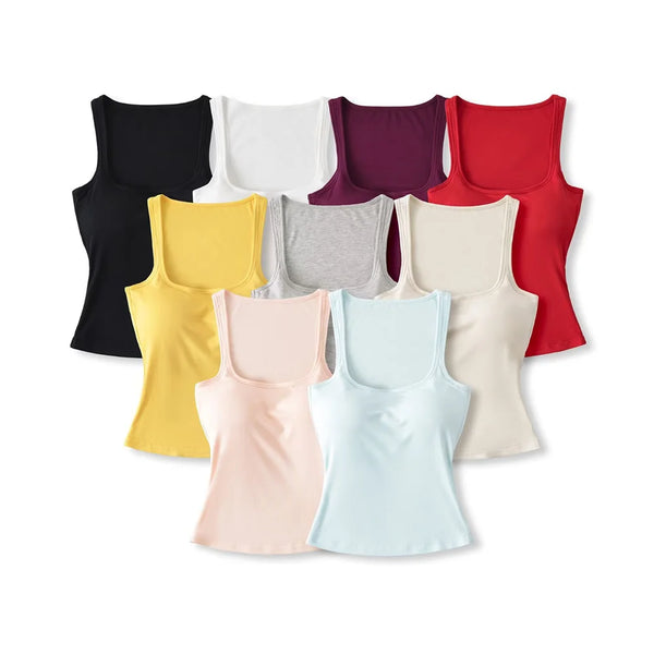 Summer women's clothing new style pure desire spicy girl slim fit chest cushion U-neck vest short yoga slimming top for women