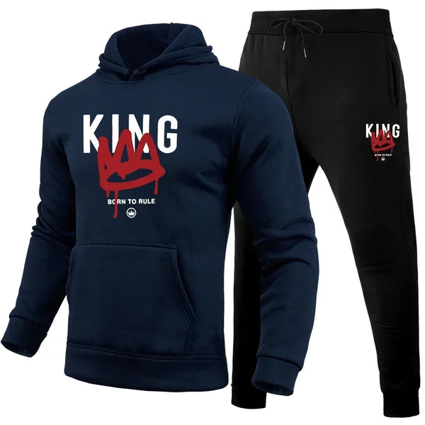 Autumn and winter men's sportswear sets, hooded sweatshirts, sweatpants sets, casual sportswear, jogging men's clothing, family